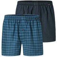 SCHIESSER Herren Web-Boxershorts, 2er Pack - Webware, Unterhose, Baumwolle, Größe M in Blau