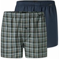 SCHIESSER Herren Web-Boxershorts, 2er Pack - Webware, Baumwolle, Größe 4XL in Blau
