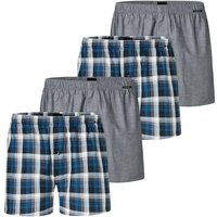 SCHIESSER Herren Web-Boxershorts, 4er Pack - Webware, Unterhose, Baumwolle, Größe 3XL in Blau
