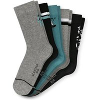 SCHIESSER Jungen Socken, 5er Pack - "Legwear Teens", Muster, Baumwolmischung, Größe 39-42 in Grau