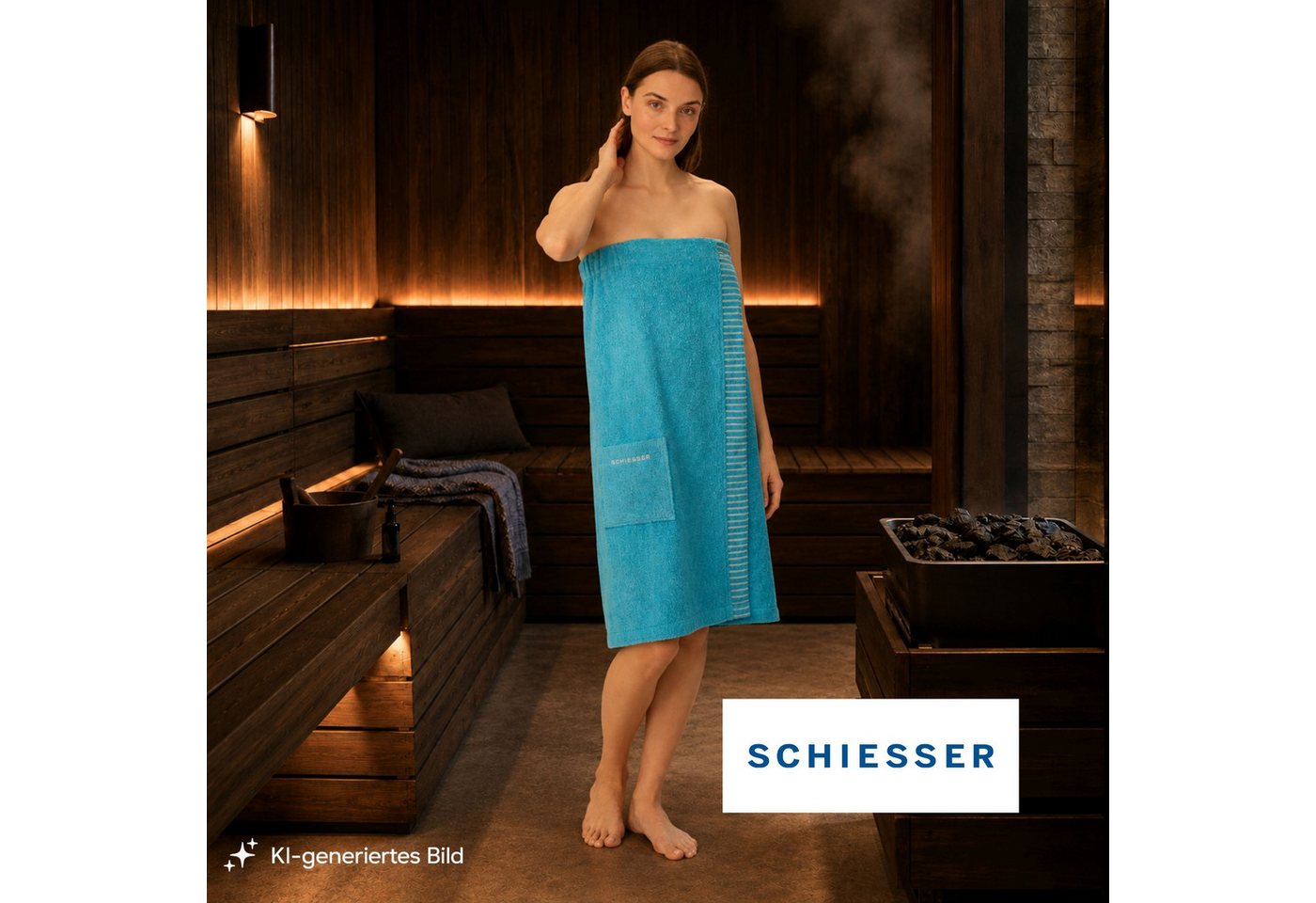 Schiesser Kilt Rom aus weicher Baumwolle, saugstark und 3-fach weitenverstellbar, Kurzform, Frottier, Knöpfe, OEKO-TEX® MADE IN GREEN – Bild 3 von 5