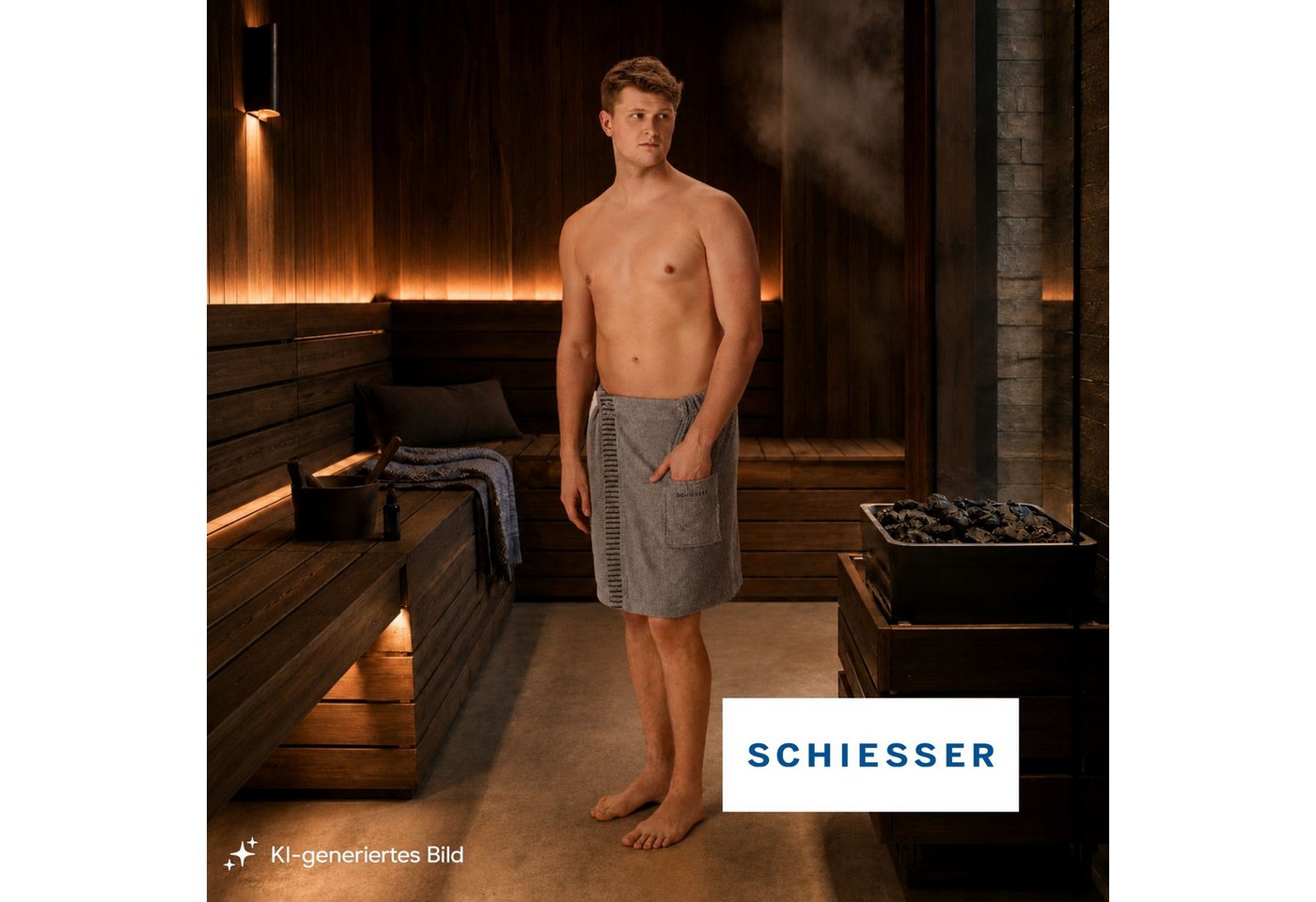 Schiesser Kilt Rom aus weicher Baumwolle, saugstark und 3-fach weitenverstellbar, Kurzform, Frottier, Knöpfe, OEKO-TEX® MADE IN GREEN – Bild 3 von 5