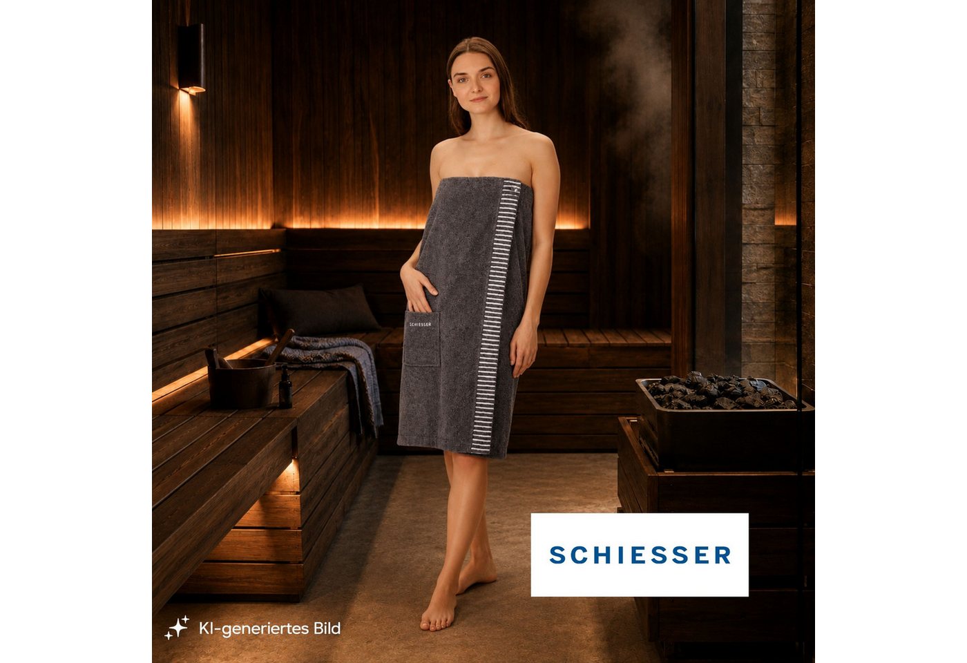Schiesser Kilt Rom aus weicher Baumwolle, saugstark und 3-fach weitenverstellbar, Kurzform, Frottier, Knöpfe, OEKO-TEX® MADE IN GREEN – Bild 3 von 5