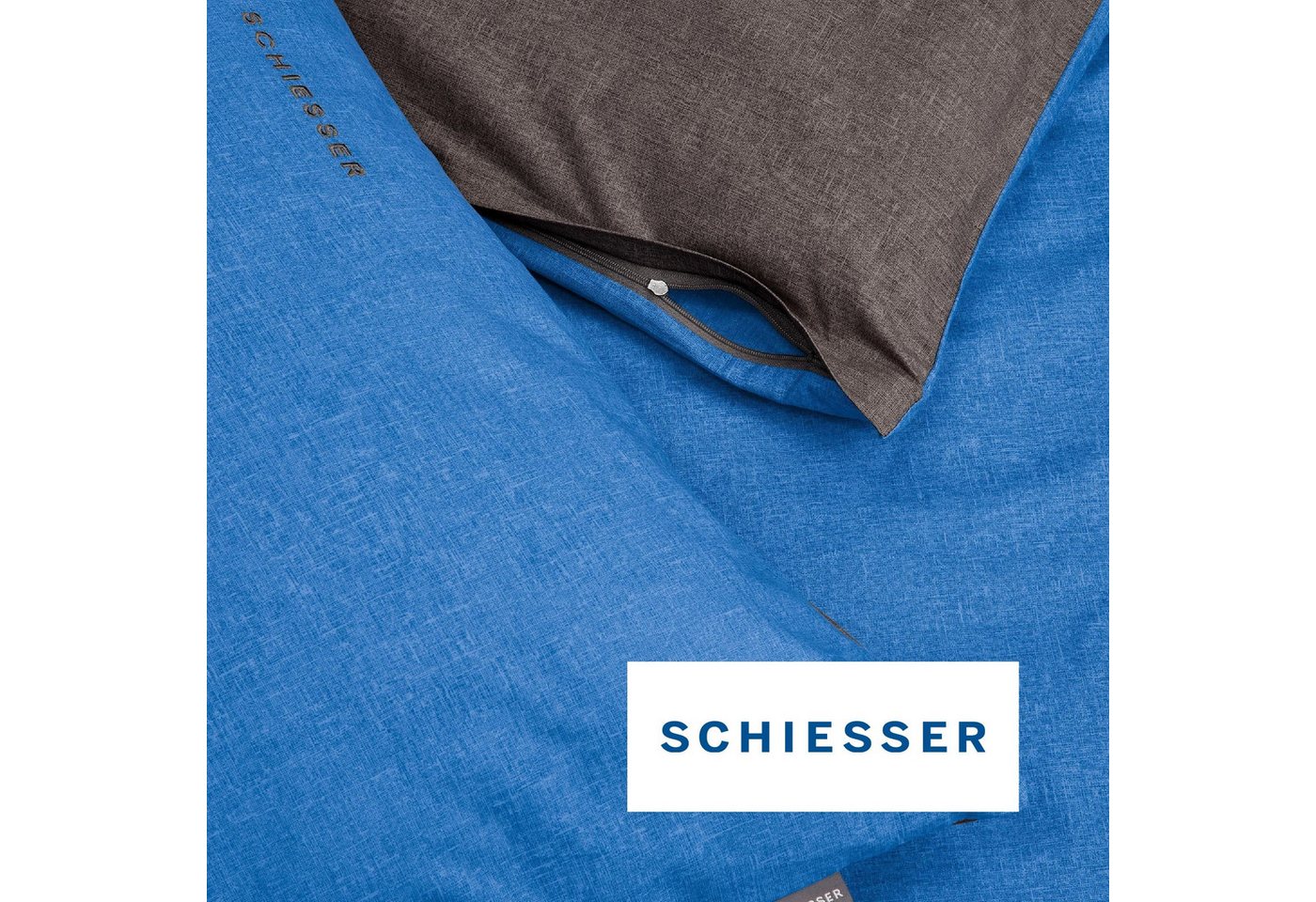 Schiesser Kissenhüllen Doubleface aus weicher Baumwolle mit edlem Melangeeffekt in Wendeoptik, (2 Stück), OEKO-TEX® MADE IN GREEN – Bild 4 von 5