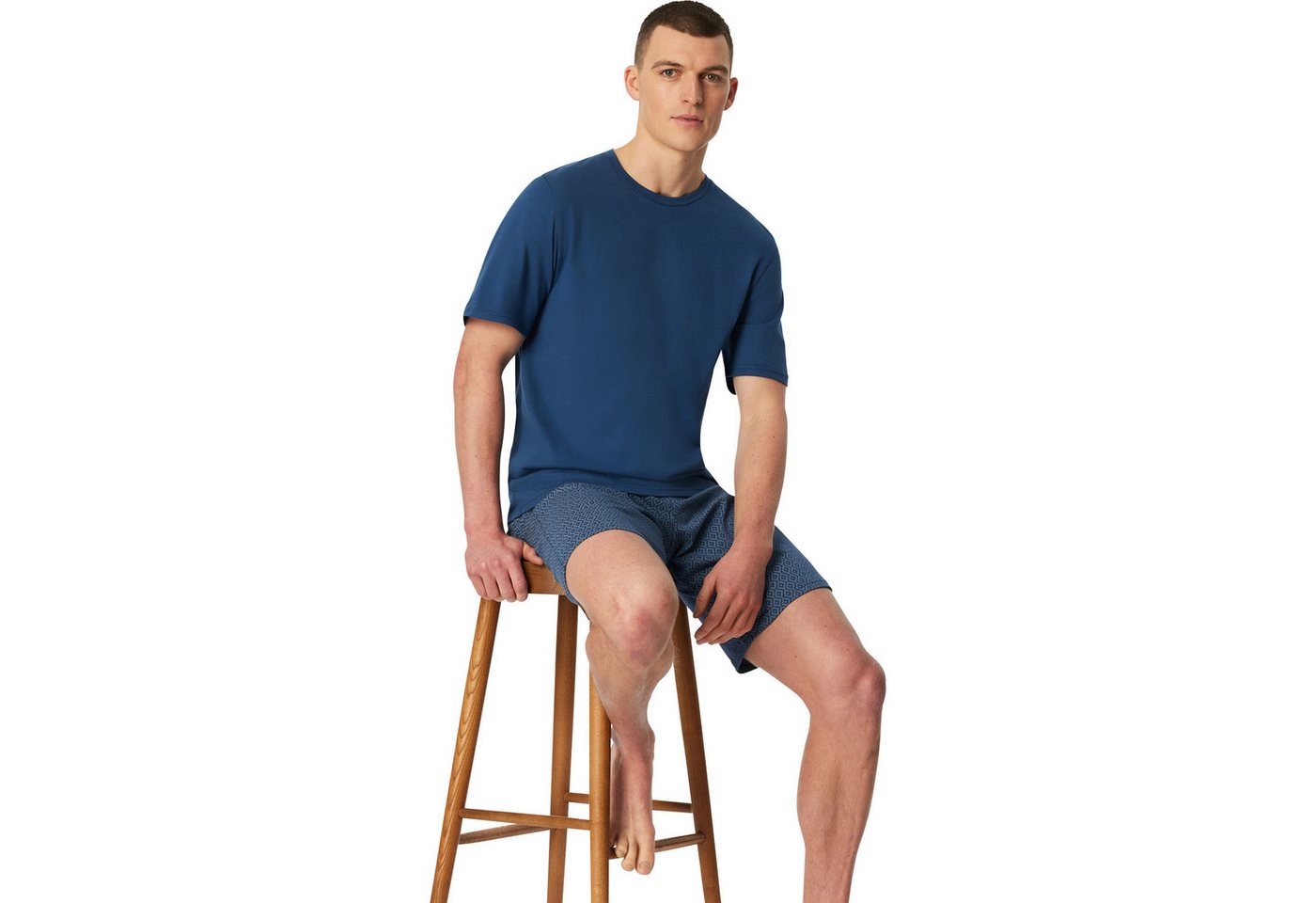 Schiesser Pyjama Herren-Shorty Single-Jersey gemustert – Bild 5 von 5
