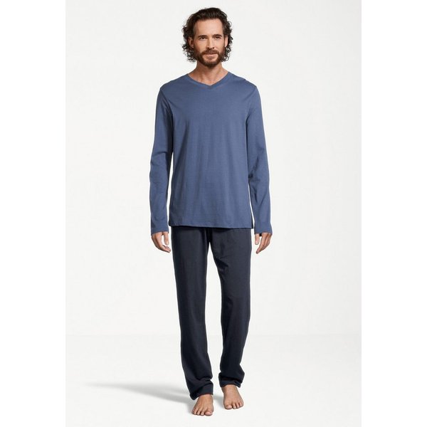 Schiesser Pyjama Night & Home (Set, 2 tlg) Schlafanzug - Baumwolle - Atmungsaktiv - Hose mit seitlichen Taschen