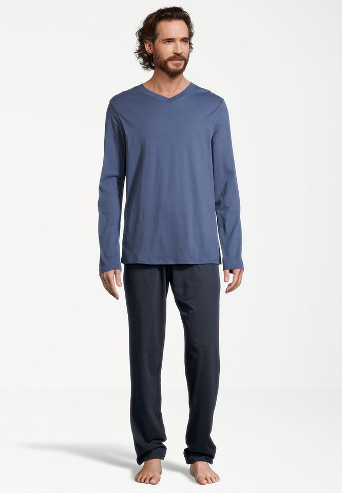 Schiesser Pyjama Night & Home (Set, 2 tlg) Schlafanzug - Baumwolle - Atmungsaktiv - Hose mit seitlichen Taschen – Bild 5 von 5