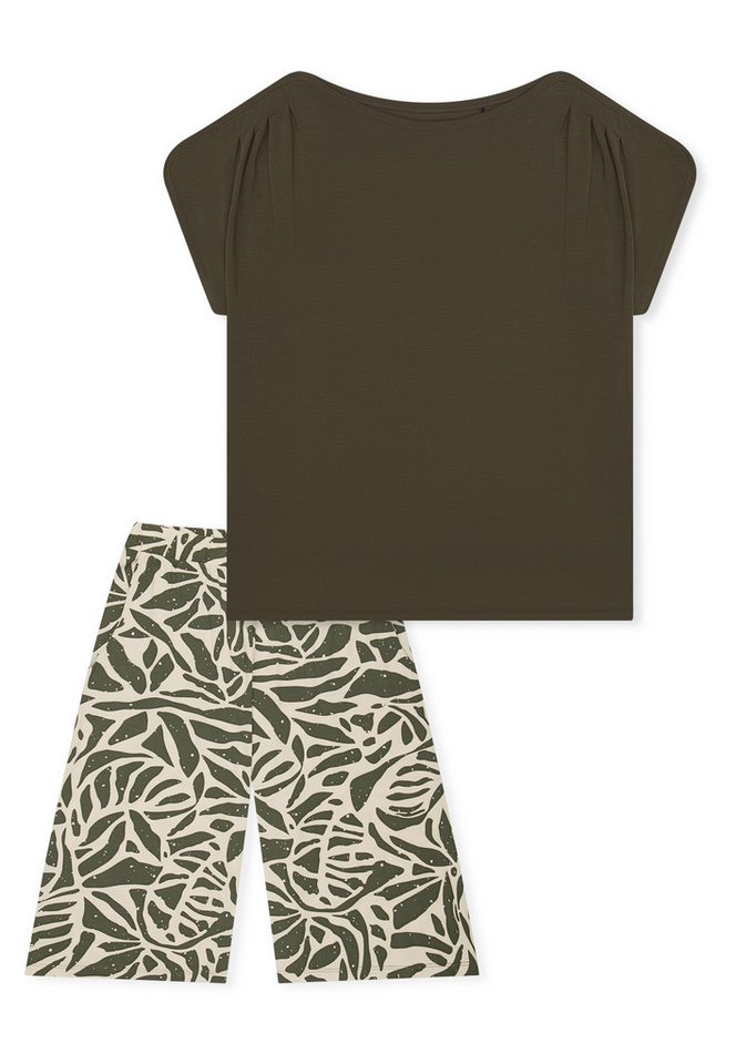 Schiesser Pyjama Selected Premium (2 tlg) U-Boot-Ausschnitt, 3/4-lange Hose im Culotte-Schnitt – Bild 2 von 5