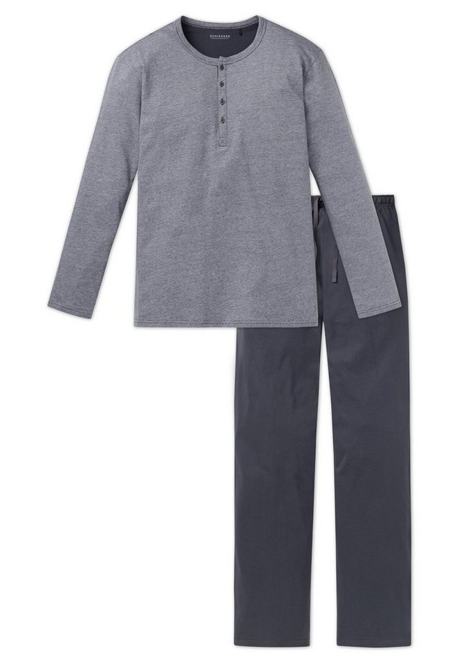 Schiesser Pyjama selected! premium inspiration (2 tlg) mit praktischer Knopfleiste – Bild 2 von 5