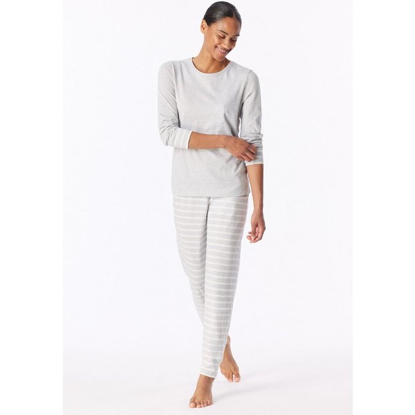 Schiesser Schlafanzug Casual Essentials (2 tlg) Baumwolle, Rundhalsausschnitt, langärmelig