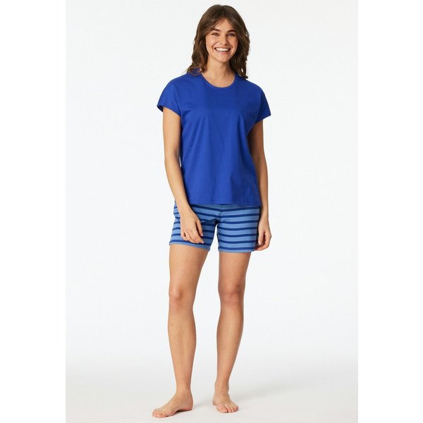 Schiesser Shorty Casual Essentials (2 tlg., 2tlg) mit unifarbenem Shirt und gestreifter Hose
