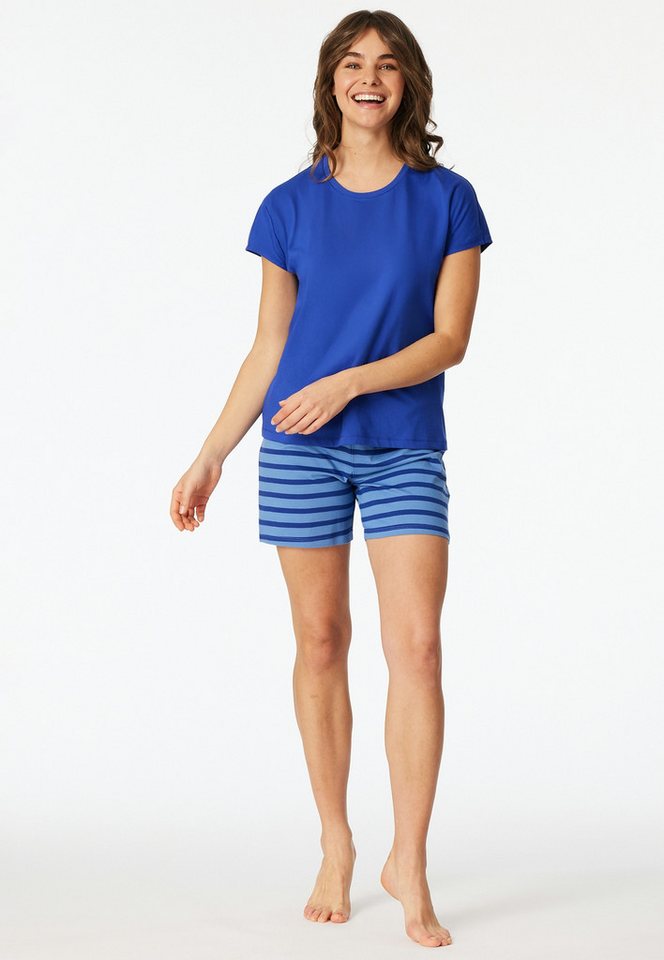 Schiesser Shorty Casual Essentials (2 tlg., 2tlg) mit unifarbenem Shirt und gestreifter Hose – Bild 4 von 5