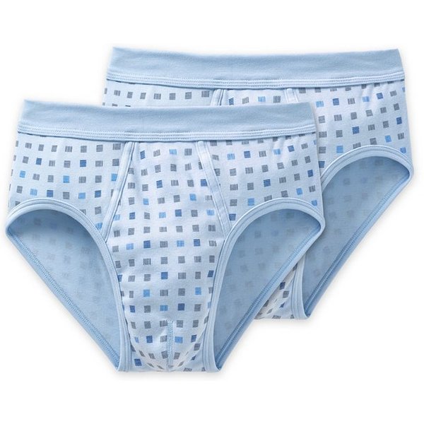 Schiesser Slip Essentials (2er Pack) mit Eingriff, Feinripp-Qualität, Softbund, kariert, Baumwolle