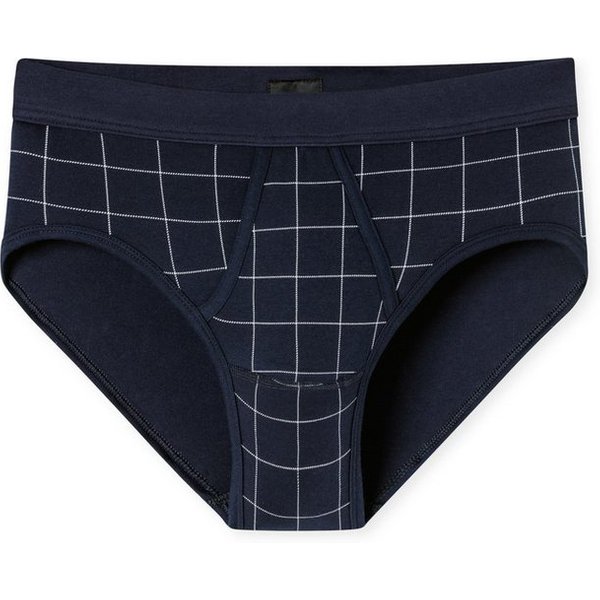 Schiesser Slip Fine Interlock mit Eingriff Modernes Karo-Design