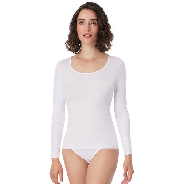 Schiesser T-Shirt Luxury runder, dezent schimmernder Halsausschnitt, langärmelig