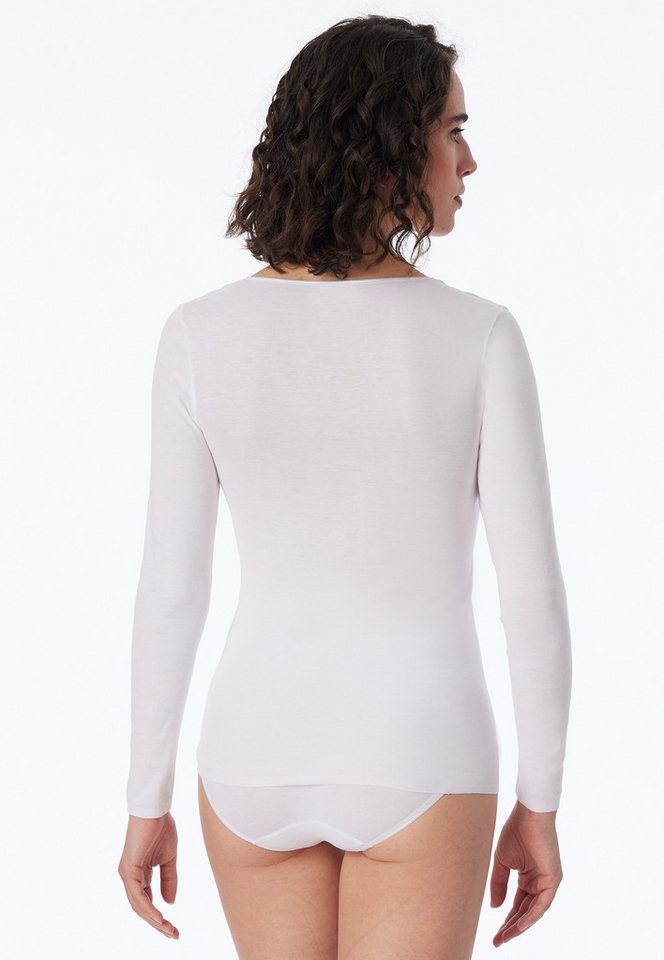 Schiesser T-Shirt Luxury runder, dezent schimmernder Halsausschnitt, langärmelig – Bild 3 von 5