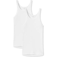 SCHIESSER Unterhemd 2er Pack - Original Doppelripp, Sport-Jacke, ärmellos, Größe L in Weiß