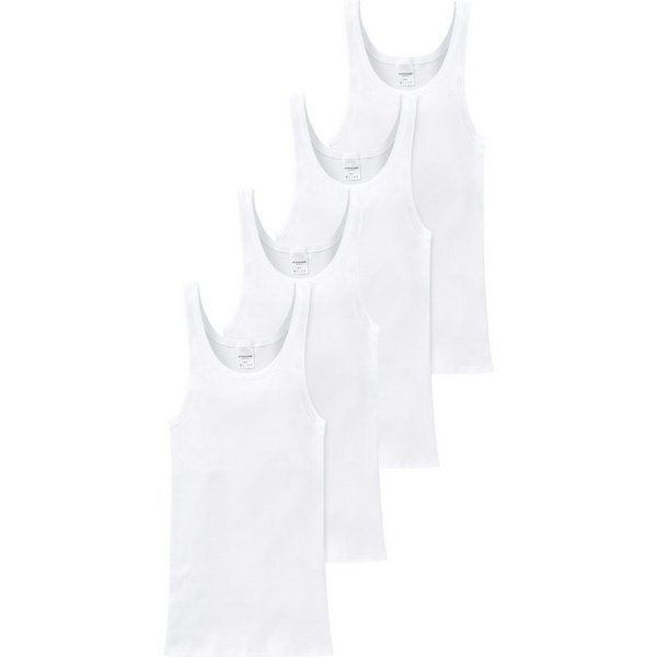 Schiesser Unterhemd 4er Pack Cotton Essentials Doppelripp (Spar-Set, 4-St) Unterhemd / Tanktop - Baumwolle - Strapazierfähig