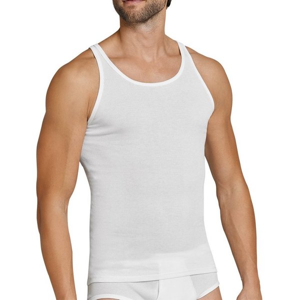Schiesser Unterhemd Original Classics Doppelripp (Vorteilspack Spar-Pack, 2-St., 2er-Pack) Herren Trägershirt Multipack aus reiner Baumwolle