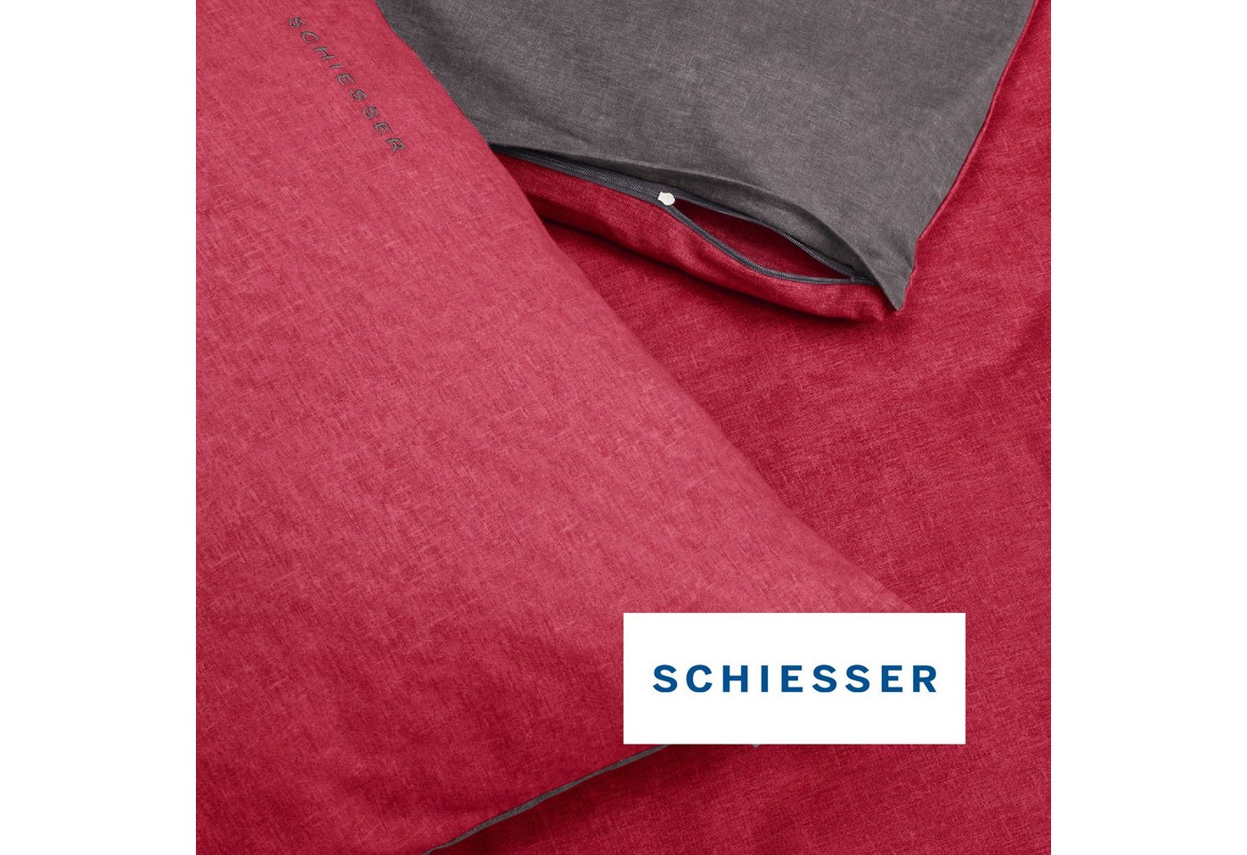 Schiesser Wendebettwäsche Doubleface aus weicher Baumwolle mit edlem Melangeeffekt, Feinbiber, 2 teilig, ab Größe 135x200 cm erhältlich, OEKO-TEX® MADE IN GREEN – Bild 4 von 5