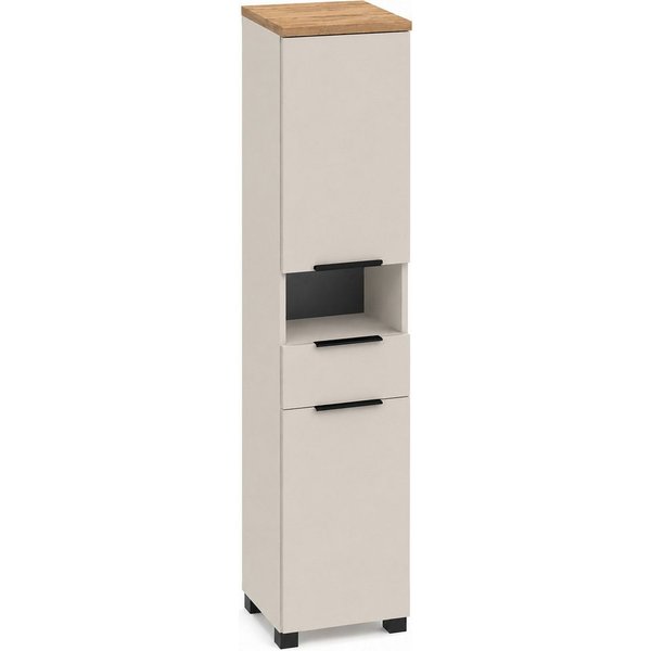 Schildmeyer Hochschrank Saga, mit fühlbarer Holzstruktur, Breite 40 cm, Made in Germany (1-St) Eiche Landhaus Dekor mit fühlbarer Struktur, Made in Germany