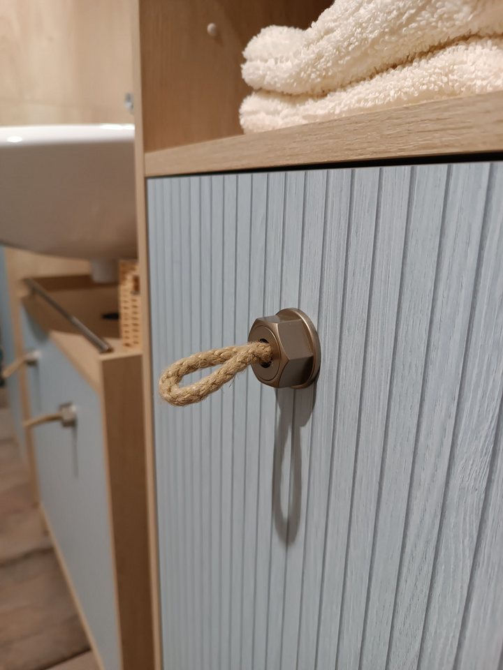 Schildmeyer Hochschrank SONDERBY, 2 Türen & 1 offenes Fach, Höhe 176,5 cm, MADE IN GERMANY (1-St) Seilgriffe im maritimen Look, MADE IN GERMANY – Bild 3 von 5