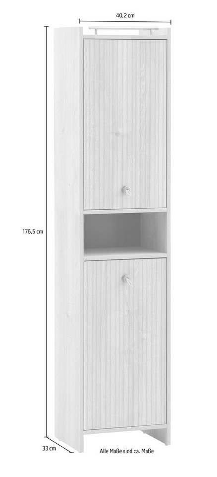 Schildmeyer Hochschrank SONDERBY, 2 Türen & 1 offenes Fach, Höhe 176,5 cm, MADE IN GERMANY (1-St) Seilgriffe im maritimen Look, MADE IN GERMANY – Bild 5 von 5