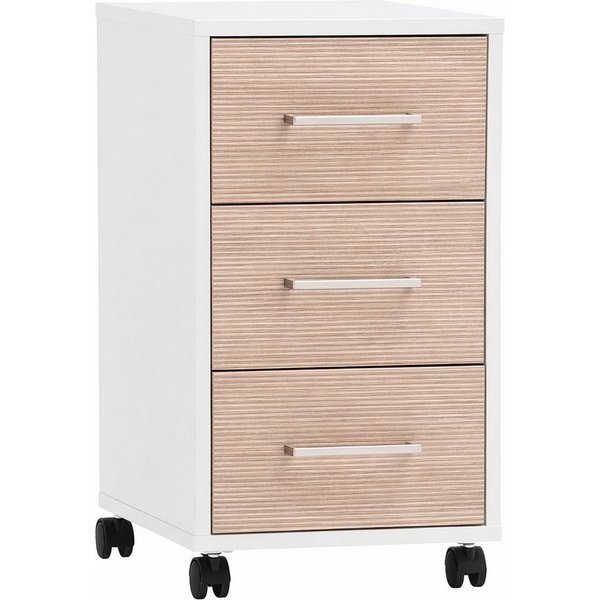 Schildmeyer Rollcontainer METZ, 3 Schubkästen, fühlbare Holzstruktur, MADE IN GERMANY, (1 St), Canello Dekor mit fühlbarer Holzstruktur, Made in Germany