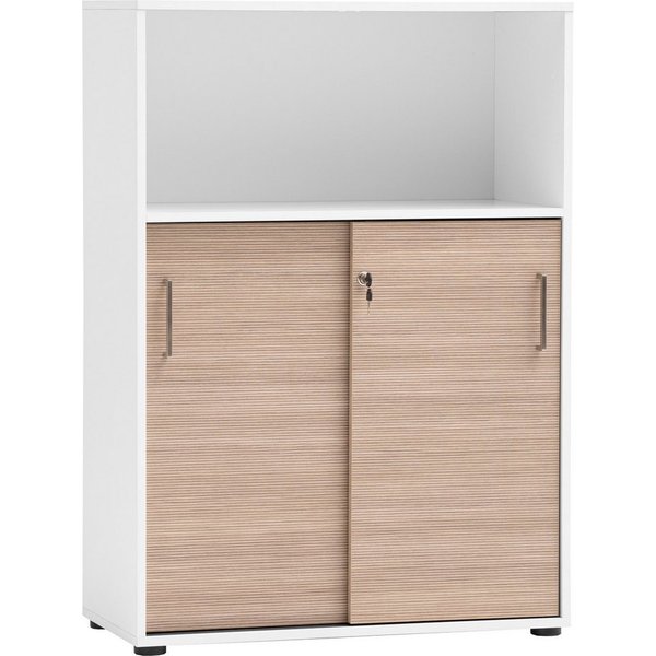 Schildmeyer Schiebetürenschrank METZ, Aktenschrank abschließbar, Höhe 113,4 cm, MADE IN GERMANY (1-St) Fronten in Canello, MADE IN GERMANY