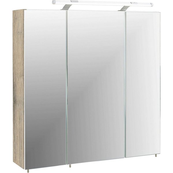 Schildmeyer Spiegelschrank Breite 70 cm, 3-türig, LED-Beleuchtung, Schalter-/Steckdosenbox