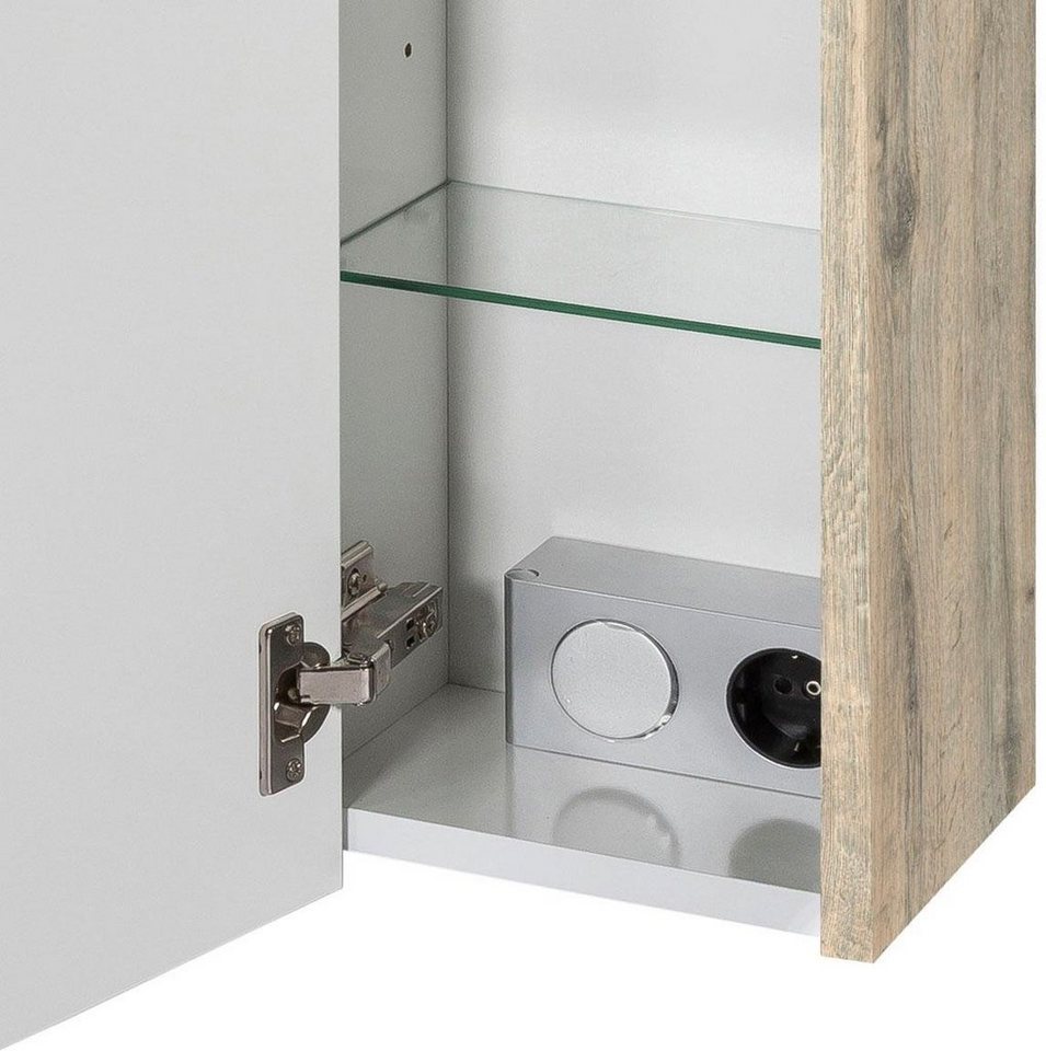 Schildmeyer Spiegelschrank Breite 70 cm, 3-türig, LED-Beleuchtung, Schalter-/Steckdosenbox – Bild 5 von 5