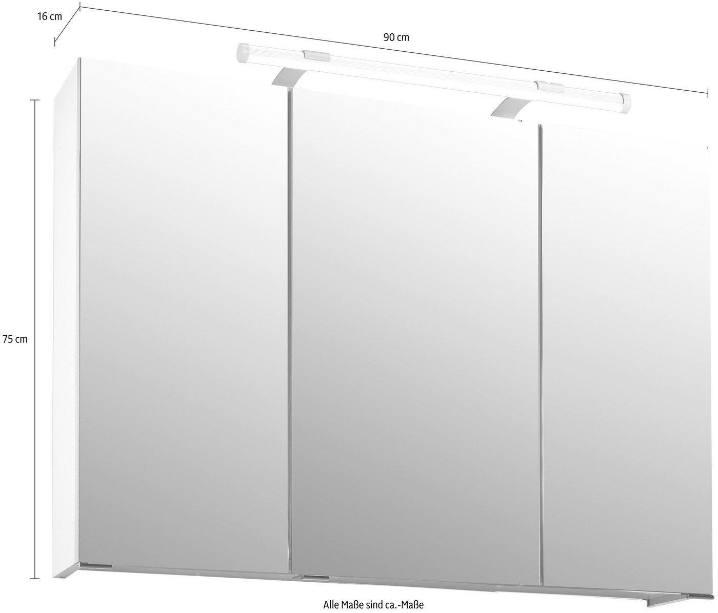 Schildmeyer Spiegelschrank Dorina, Spiegelschrank, Made in Germany, B: 90 cm Solide Verarbeitung - Dieses Produkt ist in Deutschland gefertigt – Bild 4 von 5