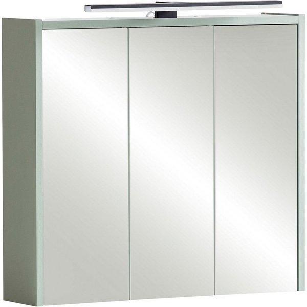Schildmeyer Spiegelschrank PIAZZA, inkl. Beleuchtung, Breite 65 cm, 3 Türen, MADE IN GERMANY (1-St) Schalter-/Steckdosenkombination hinter der Tür, MADE IN GERM