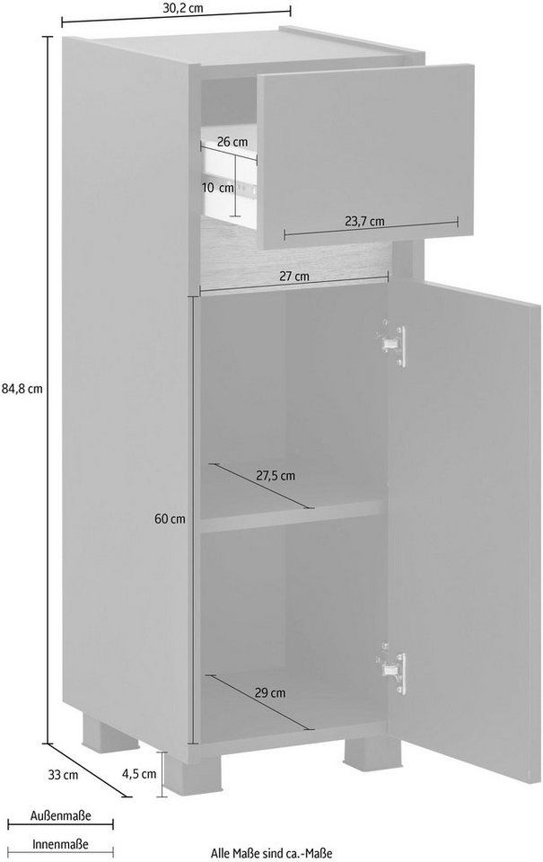 Schildmeyer Unterschrank Cosmo, Unterschrank, Made in Germany, B: 30 cm Solide Verarbeitung - Dieses Produkt ist in Deutschland gefertigt – Bild 4 von 5