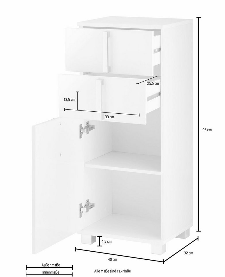 Schildmeyer Unterschrank Kampen, Unterschrank, Made in Germany, B: 40 cm Solide Verarbeitung - Dieses Produkt ist in Deutschland gefertigt – Bild 4 von 5