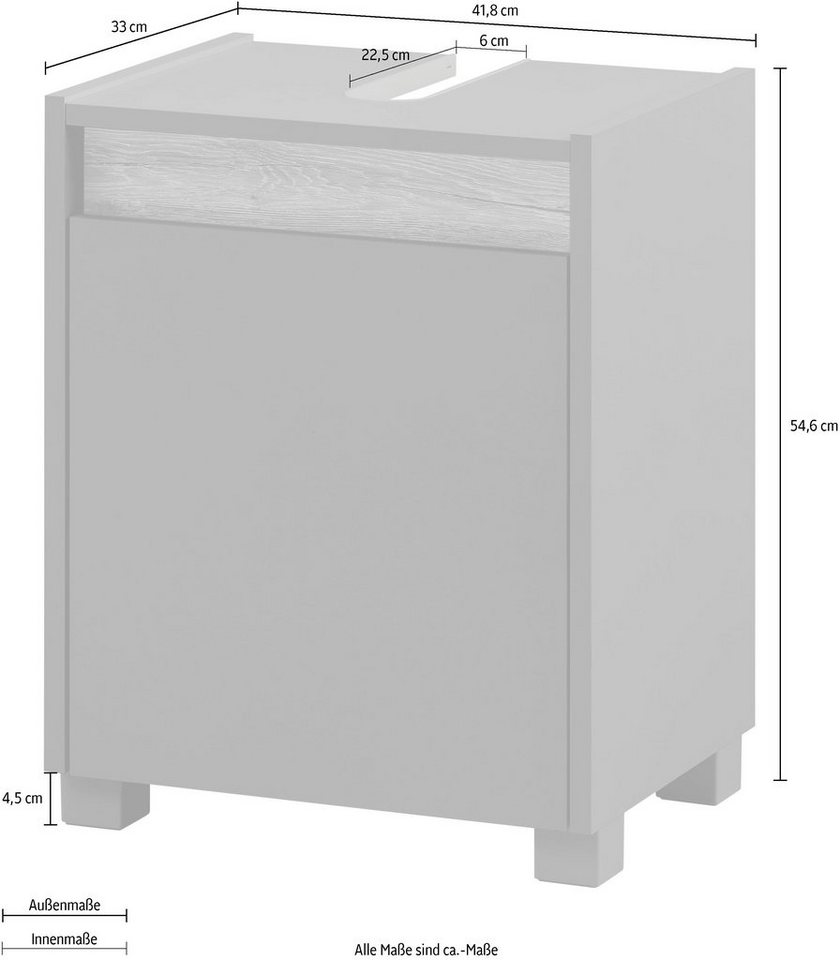 Schildmeyer Waschbeckenunterschrank Cosmo, Waschbeckenunterschrank, Made in Germany, B: 42 cm Solide Verarbeitung - Dieses Produkt ist in Deutschland gefertigt – Bild 4 von 5