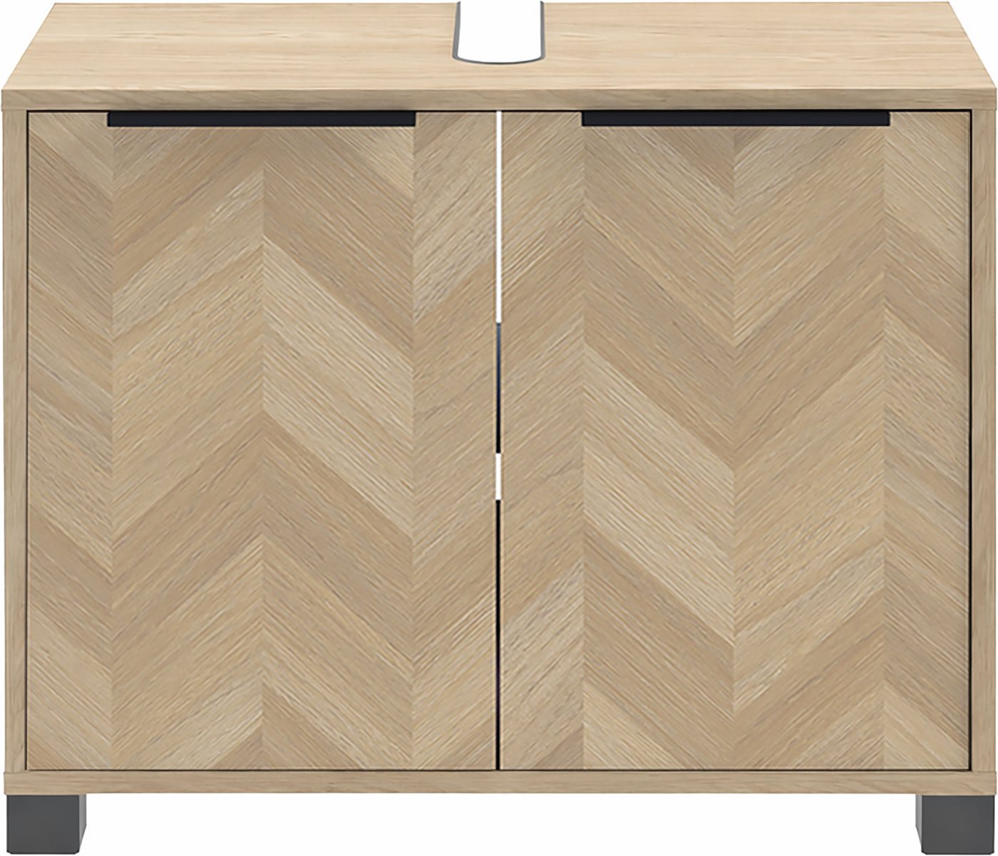 Schildmeyer Waschbeckenunterschrank PIAZZA, 2 Türen, Breite 65,1 cm, MADE IN GERMANY (1-St) Türen im Fischgräten-Dekor, MADE IN GERMANY – Bild 3 von 5