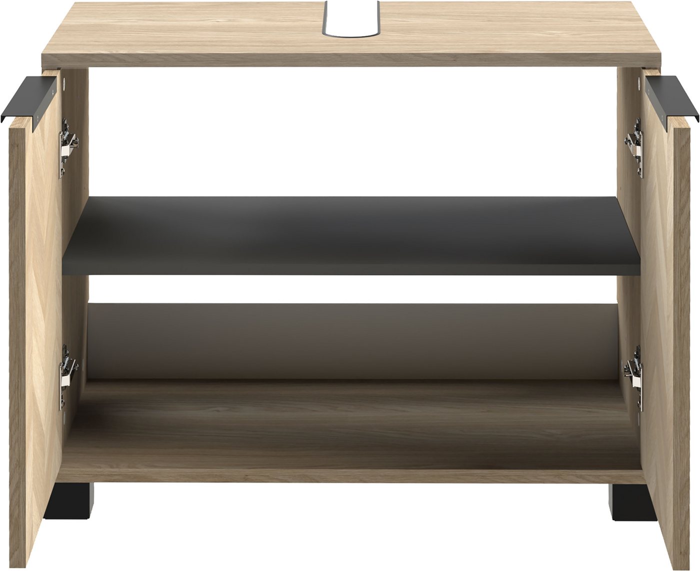 Schildmeyer Waschbeckenunterschrank PIAZZA, 2 Türen, Breite 65,1 cm, MADE IN GERMANY (1-St) Türen im Fischgräten-Dekor, MADE IN GERMANY – Bild 4 von 5