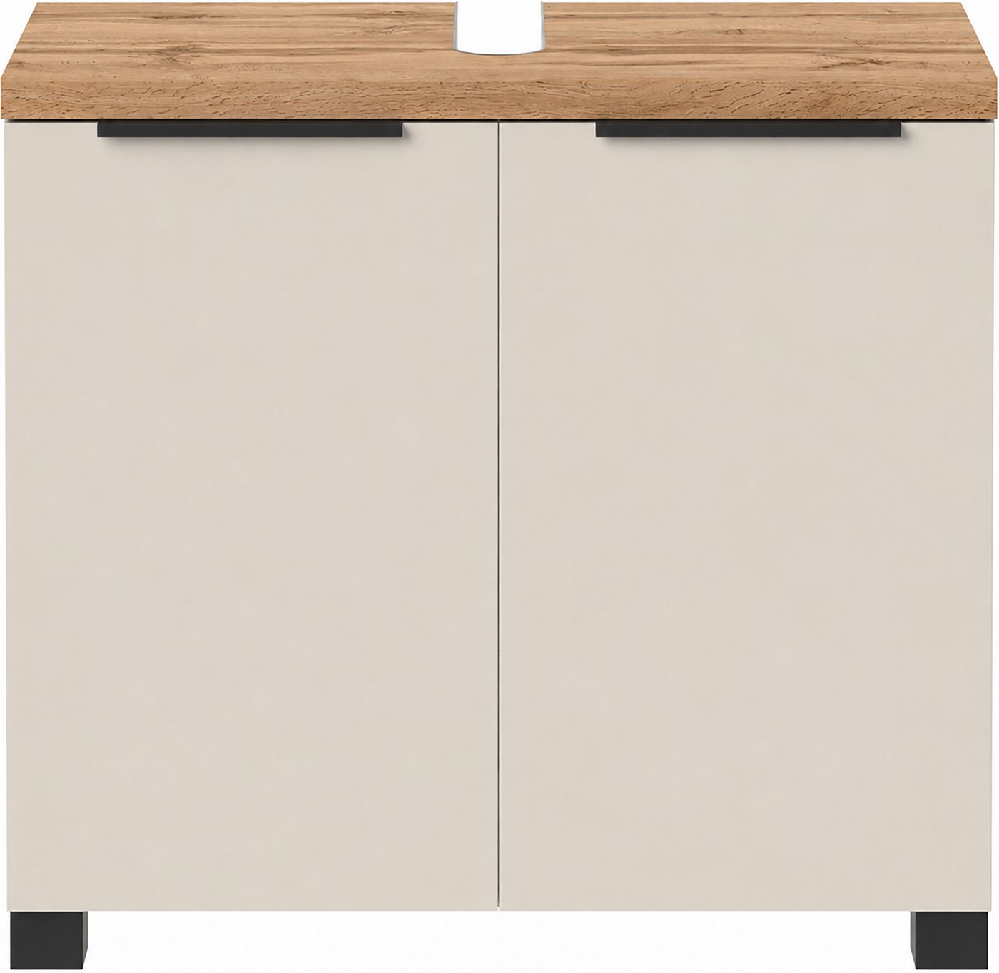 Schildmeyer Waschbeckenunterschrank Saga, mit fühlbarer Holzstruktur, Breite 65 cm, Made in Germany (1-St) Eiche Landhaus Dekor mit fühlbarer Struktur, Made in  – Bild 3 von 5