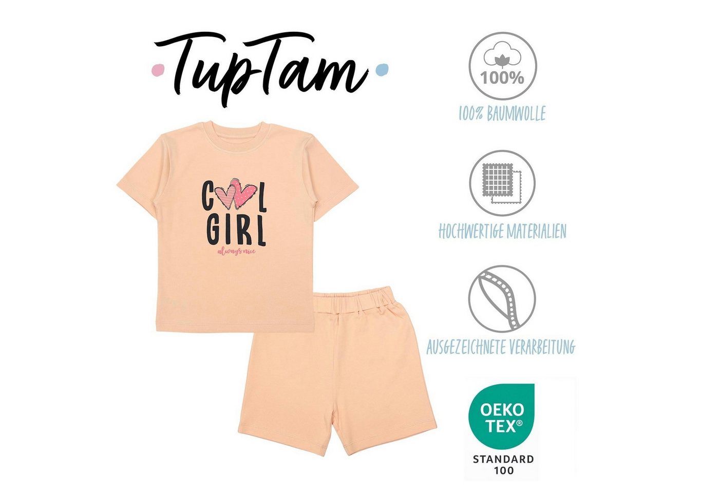 TupTam Schlafanzug TupTam Kinder Mädchen Kurzarm Pyjama Schlafanzug Set 2-teilig – Bild 2 von 5