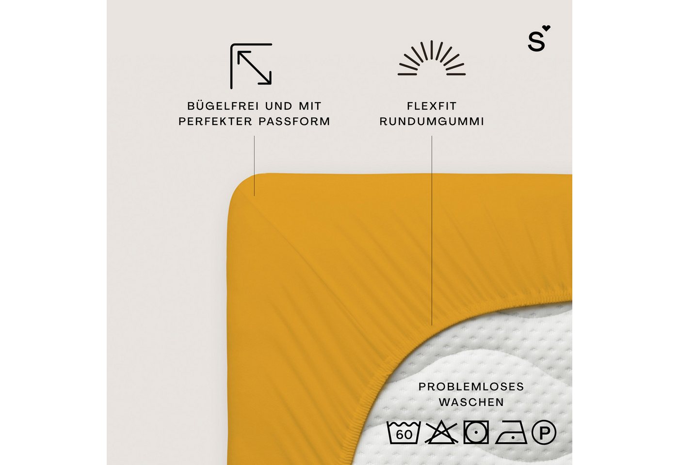 Schlafgut Spannbettlaken Basic Cotton Bettlaken, 160 g/m², 100% Baumwolle, Spannbetttuch, Jersey, Gummizug: rundum, (1 Stück), Spannbettlaken bis 20 cm Matratze – Bild 3 von 5