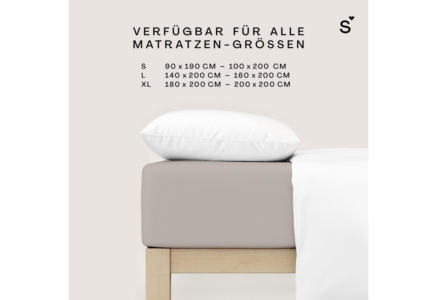 Schlafgut Spannbettlaken Basic Cotton Bettlaken, 160 g/m², 100% Baumwolle, Spannbetttuch, Jersey, Gummizug: rundum, (1 Stück), Spannbettlaken bis 20 cm Matratze – Bild 4 von 5