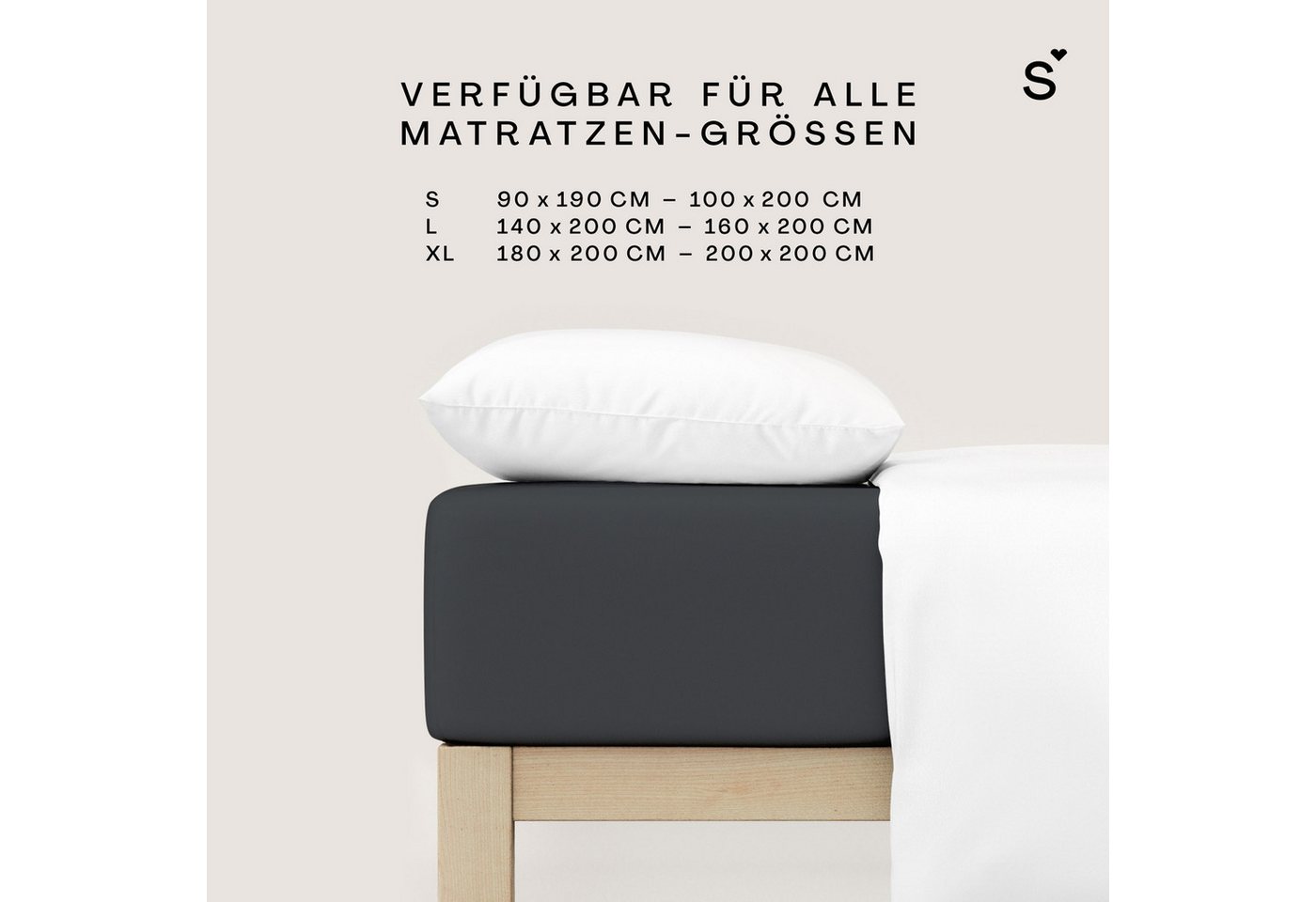 Schlafgut Spannbettlaken Basic Cotton Bettlaken, 160 g/m², 100% Baumwolle, Spannbetttuch, Jersey, Gummizug: rundum, (1 Stück), Spannbettlaken bis 20 cm Matratze – Bild 4 von 5
