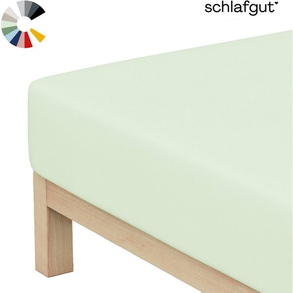 Schlafgut Spannbettlaken Basic Cotton Bettlaken, 160 g/m², 100% Baumwolle, Spannbetttuch, Jersey, Gummizug: rundum, (1 Stück), Spannbettlaken bis 20 cm Matratze