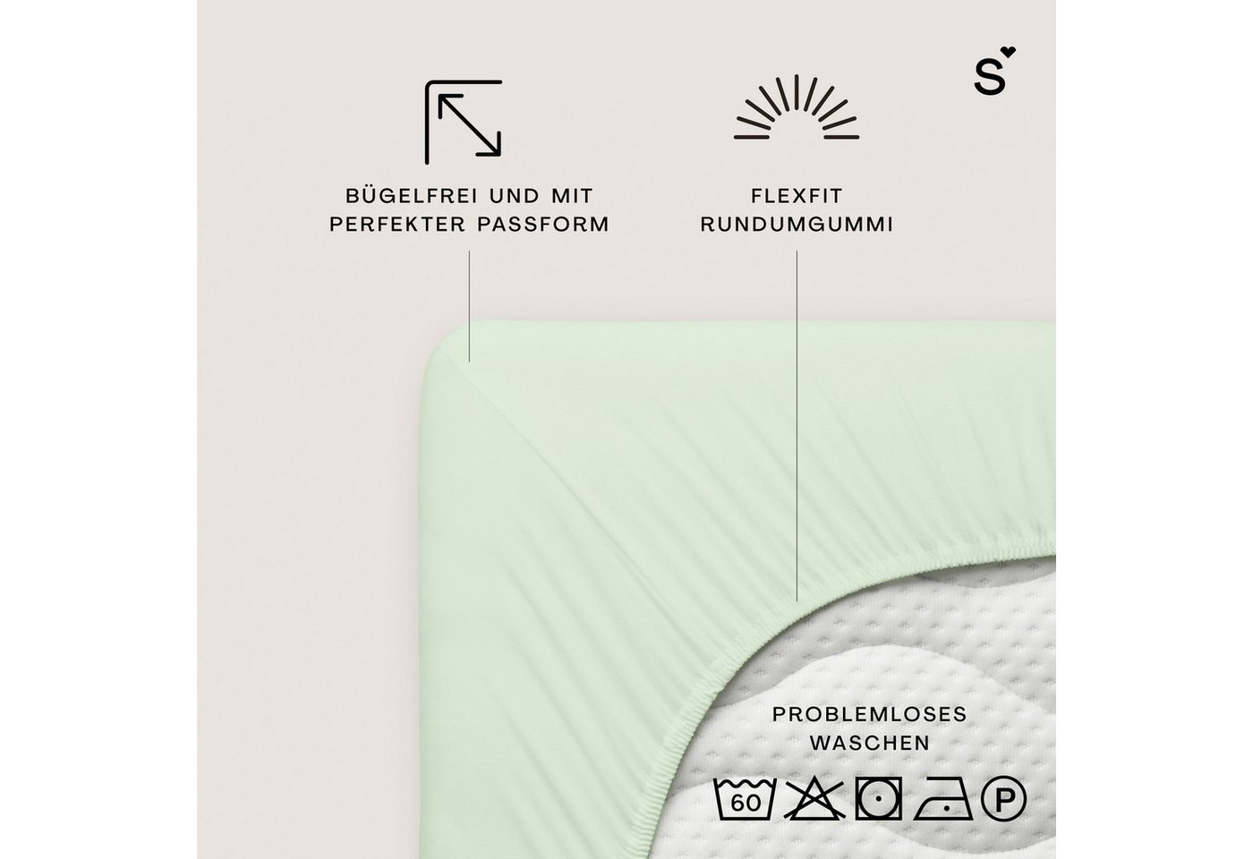 Schlafgut Spannbettlaken Basic Cotton Bettlaken, 160 g/m², 100% Baumwolle, Spannbetttuch, Jersey, Gummizug: rundum, (1 Stück), Spannbettlaken bis 20 cm Matratze – Bild 3 von 5
