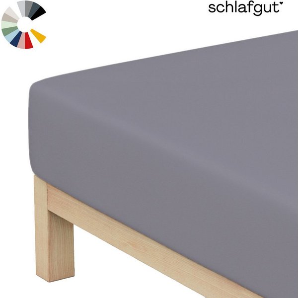 Schlafgut Spannbettlaken Basic Cotton Bettlaken, 160 g/m², 100% Baumwolle, Spannbetttuch, Jersey, Gummizug: rundum, (1 Stück), Spannbettlaken bis 20 cm Matratze