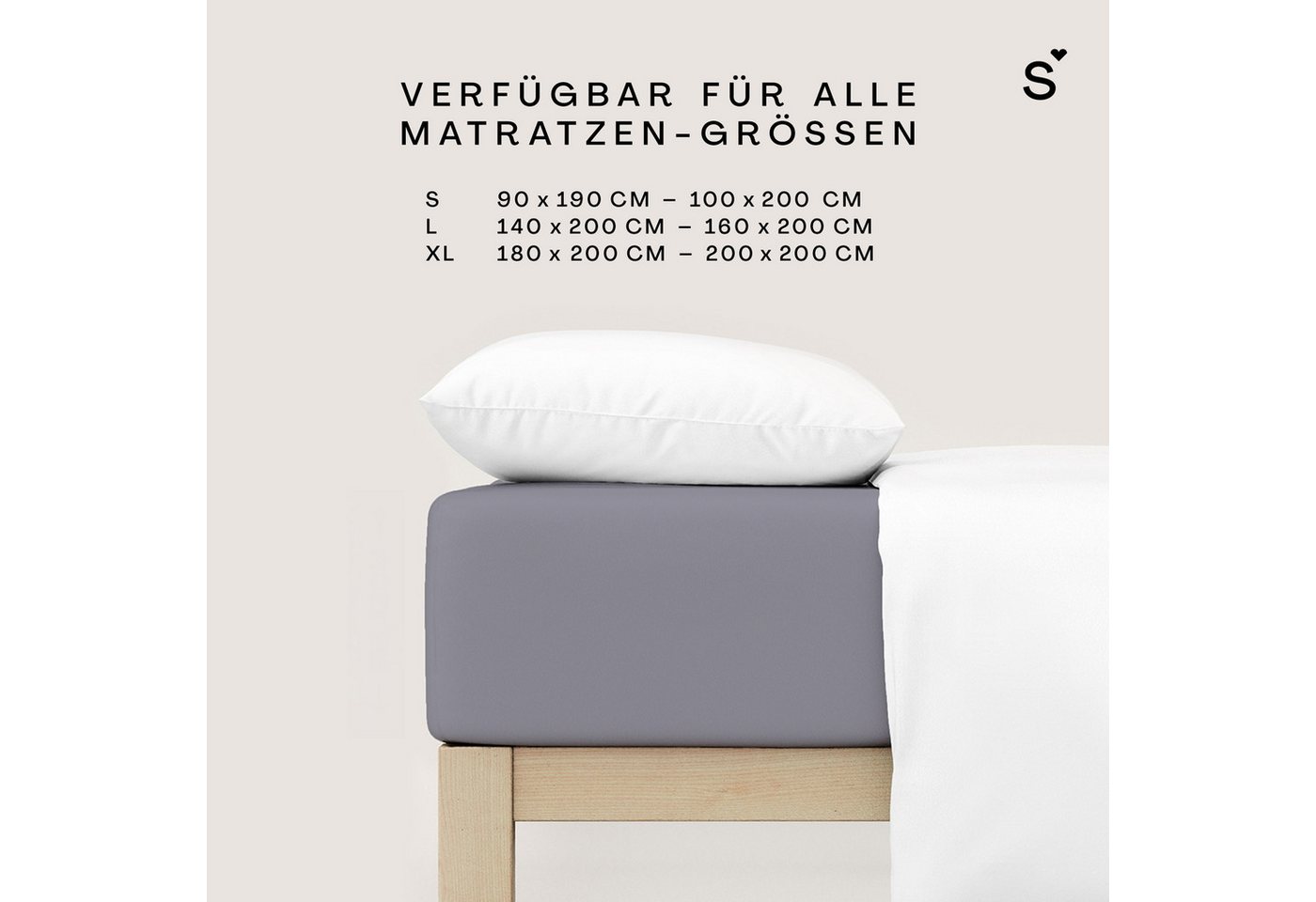 Schlafgut Spannbettlaken Basic Cotton Bettlaken, 160 g/m², 100% Baumwolle, Spannbetttuch, Jersey, Gummizug: rundum, (1 Stück), Spannbettlaken bis 20 cm Matratze – Bild 4 von 5