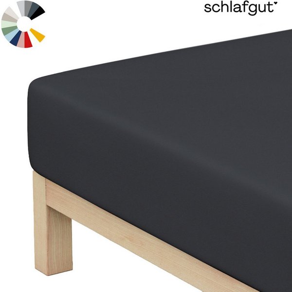 Schlafgut Spannbettlaken Basic Cotton Bettlaken, 160 g/m², 100% Baumwolle, Spannbetttuch, Jersey, Gummizug: rundum, (1 Stück), Spannbettlaken bis 20 cm Matratze