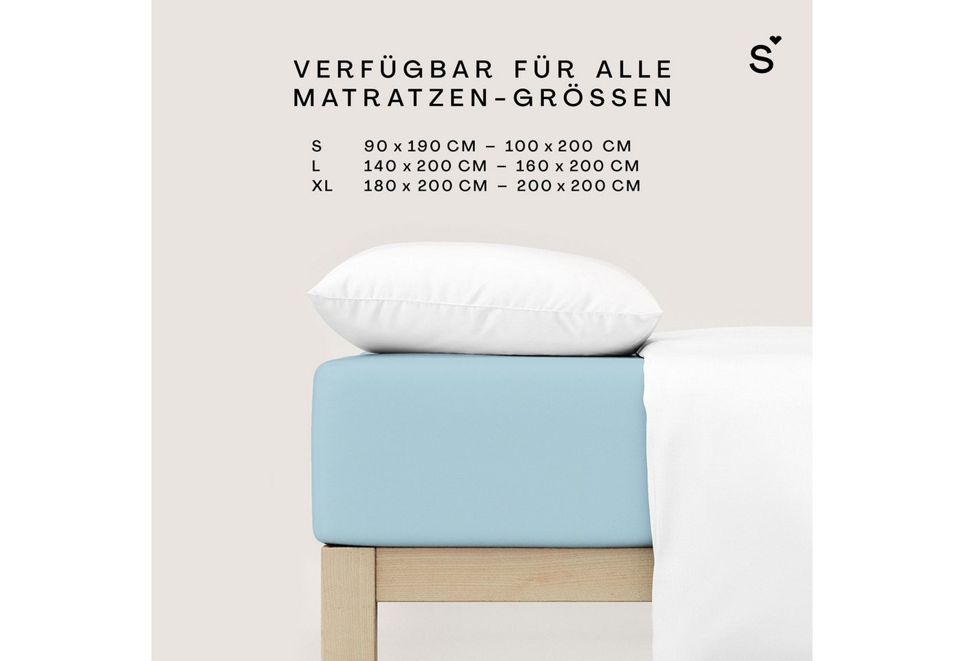Schlafgut Spannbettlaken Basic Cotton Bettlaken, 160 g/m², 100% Baumwolle, Spannbetttuch, Jersey, Gummizug: rundum, (1 Stück), Spannbettlaken bis 20 cm Matratze – Bild 4 von 5