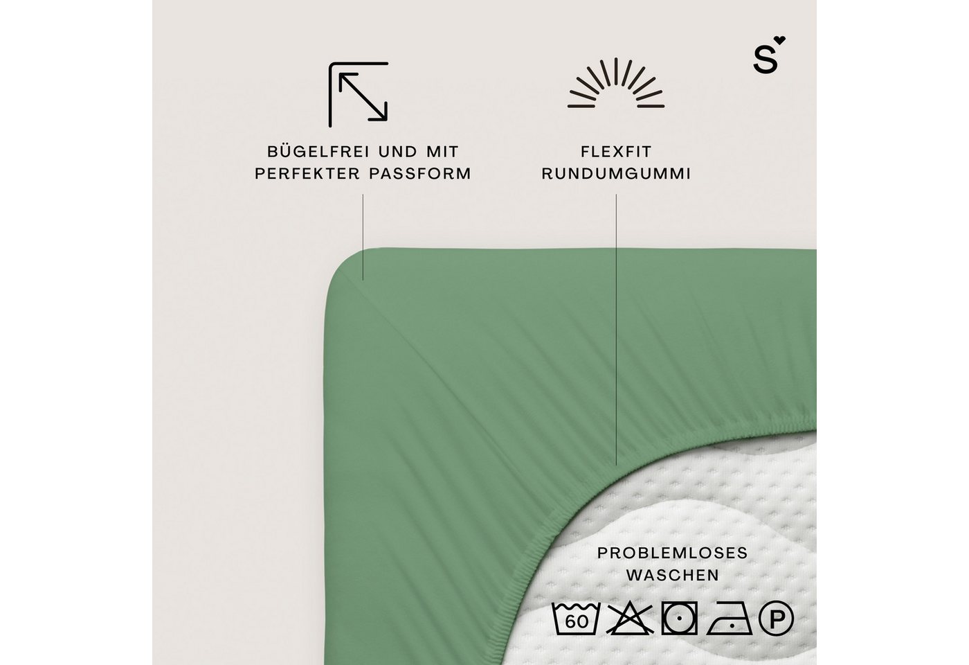 Schlafgut Spannbettlaken Basic Cotton Bettlaken, 160 g/m², 100% Baumwolle, Spannbetttuch, Jersey, Gummizug: rundum, (1 Stück), Spannbettlaken bis 20 cm Matratze – Bild 3 von 5